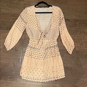 Anthropologie Peach and Navy Mini Dress